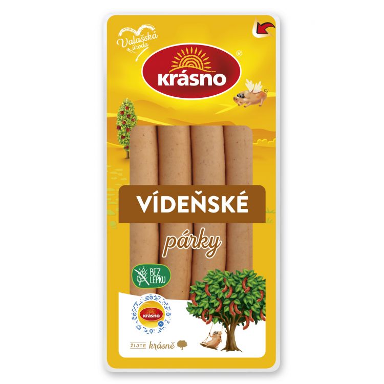 Krásno Viedenské párky 200 g 77 % obsah masa