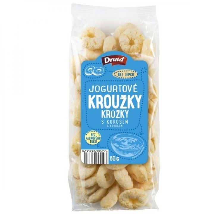 Druid Krúžky jogurtové s kokosom, bezgluténové 80 g