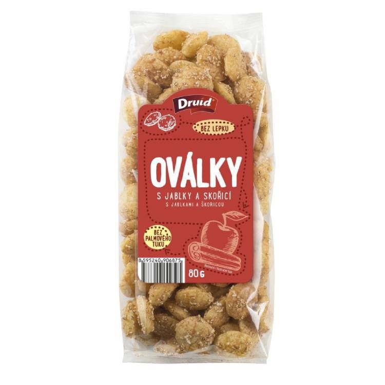 Druid Oválky s jablkami a škoricou, bezgluténové 80 g