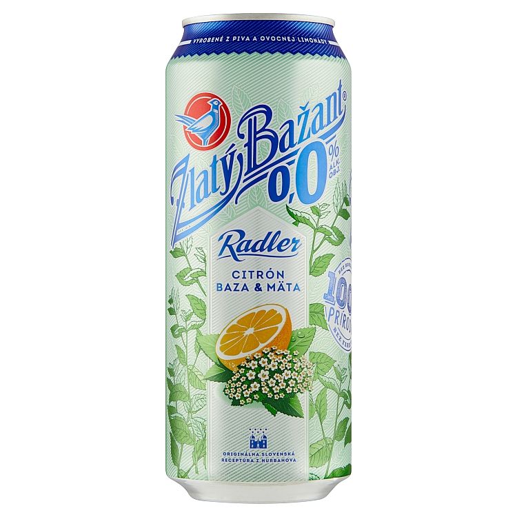 Zlatý Bažant Radler 0,0% citrón baza & mäta 500 ml