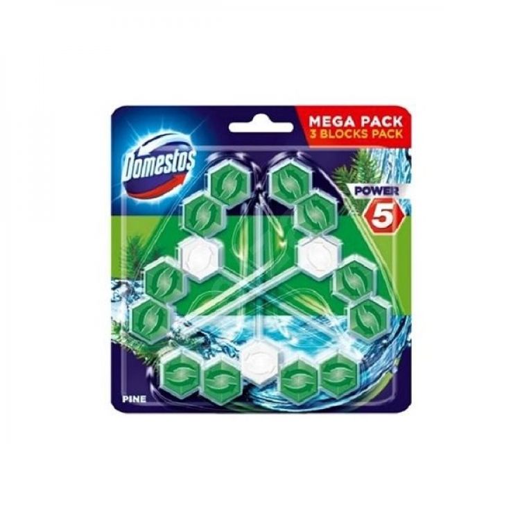 Domestos Power 5 Pine tuhý WC blok 3x55 g