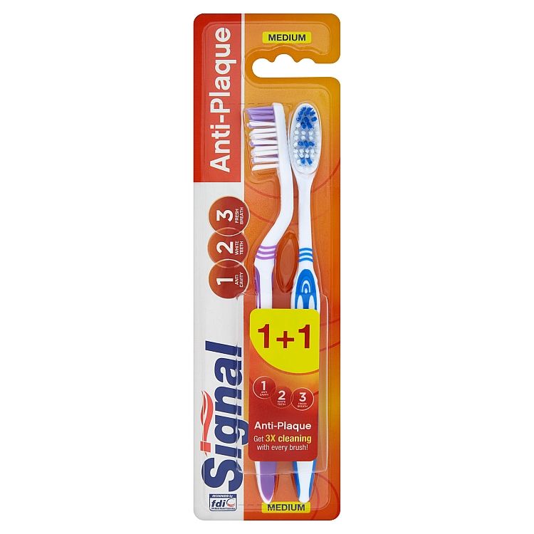 Signal Anti-Plaque Medium zubná kefka stredne tvrdá 2 ks