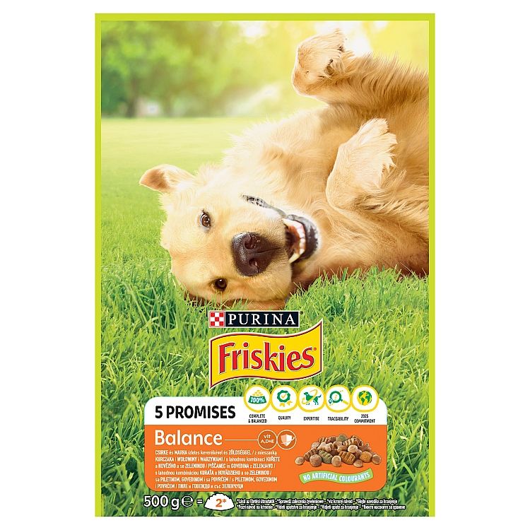 Friskies Balance granule pre psov kura, hovädzie, zelenina 500 g