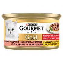 GOURMET GOLD Kúsky Losos a kura vo šťave 85 g
