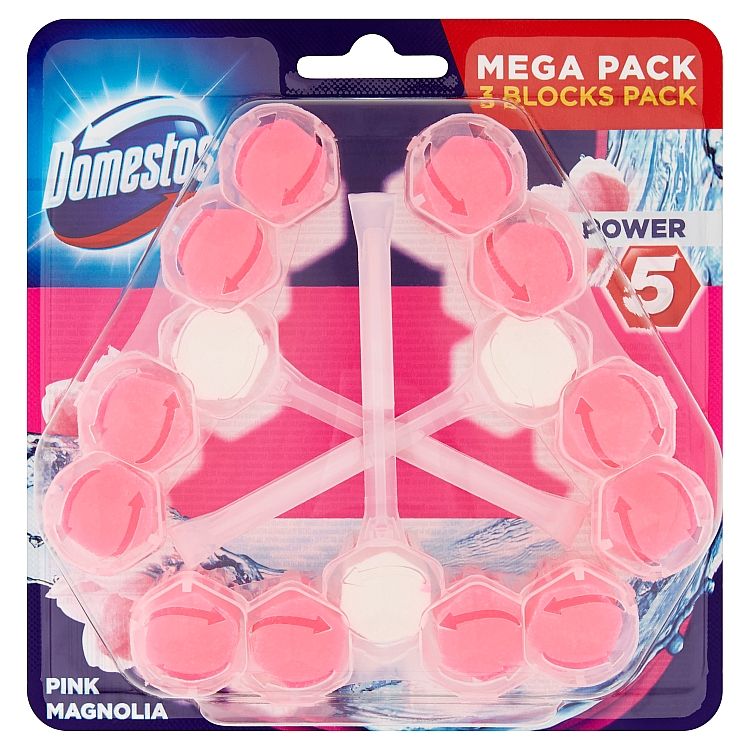 Domestos Power 5 Pink Magnolia tuhý WC blok 3 x 55 g
