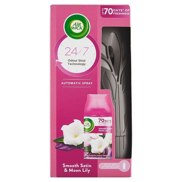 Air Wick Freshmatic Difuzér a náplň do osviežovača vzduchu jemný satén a mesačná ľalia 250 ml