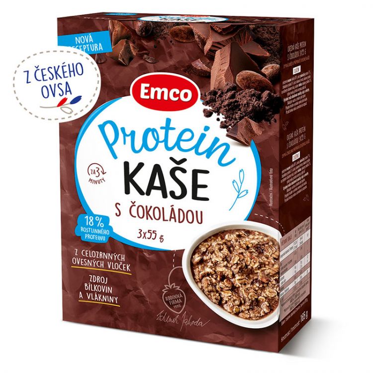 Emco Ovsená kaša proteín s čokoládou 3 x 55 g