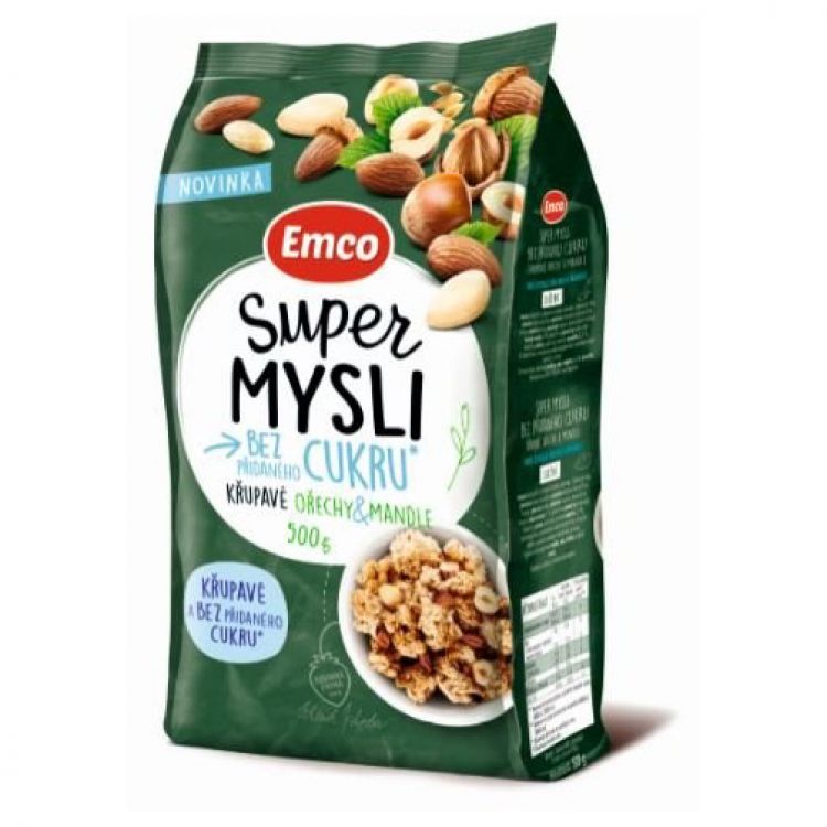 Emco  Super mysli bez pridaného cukru orechy & mandle 500g