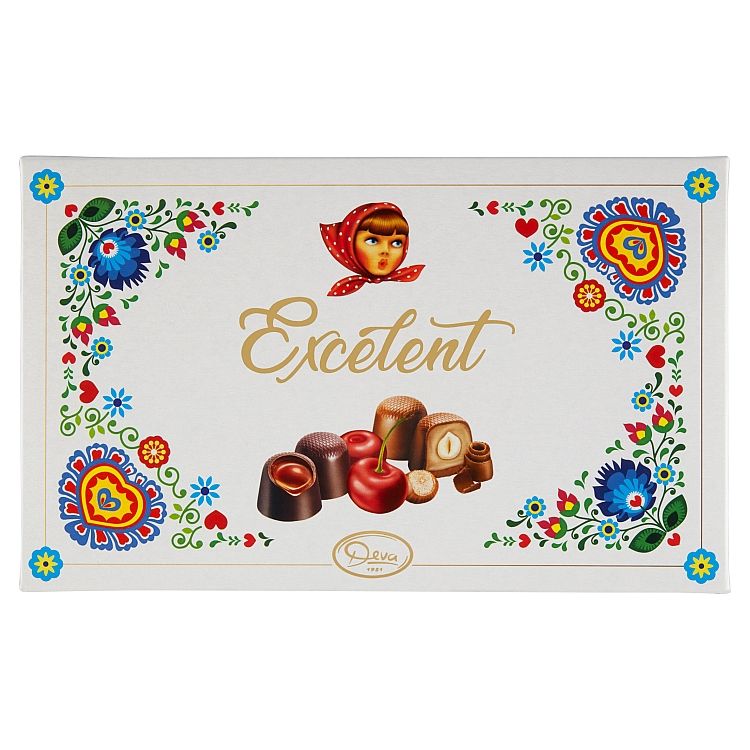 Deva Excelent bonbóny z horkej a mliečnej čokolády s náplňou 140 g