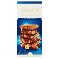 Lindt LES GRANDES mliečna čokoláda s celými praženými a karamelizovanými lieskovými orieškami 150g