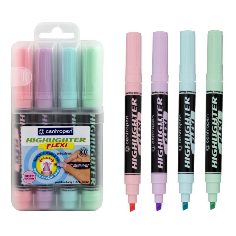 Centropen ZVÝRAZŇOVAČE HIGHLIGHTER FLEXI SOFT 4 ks