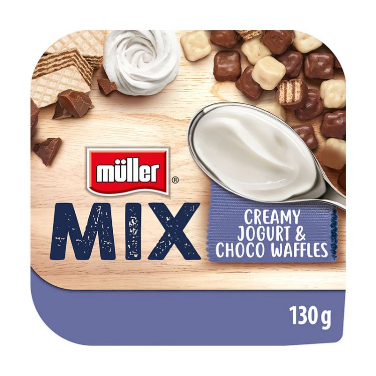 Müller Mix Chantilly Jogurt Choco Waffles jogurt so smotanovou príchuťou 130 g