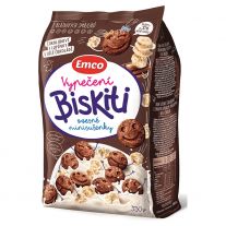 Emco Biskiti ovsené sušienky čokoládové s cereálnymi lupienkami máčanými v bielej čokoláde 350 g