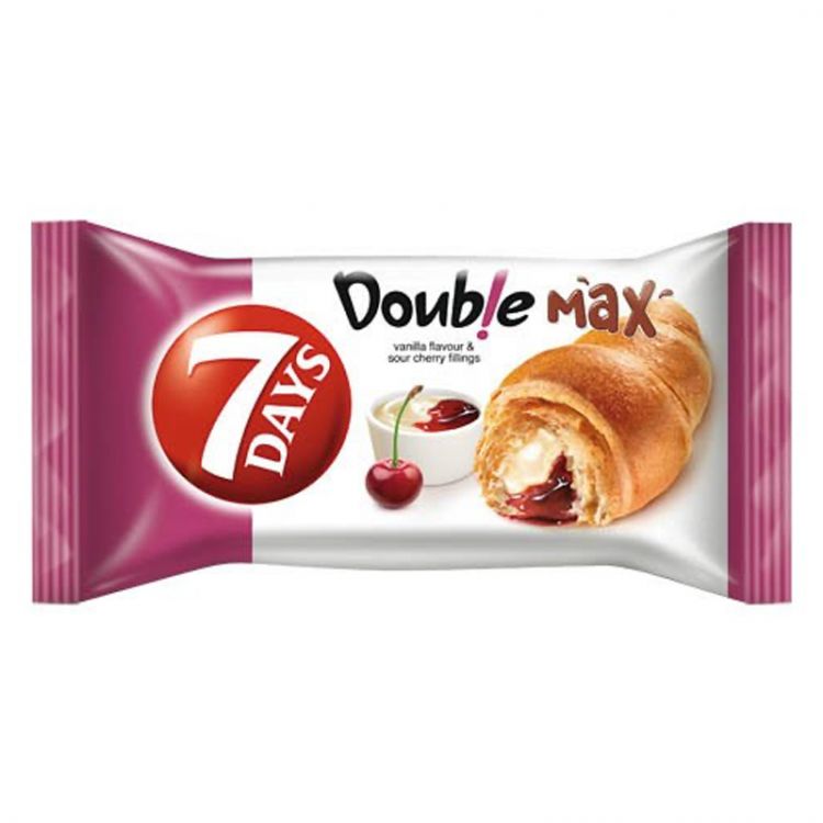 7 Days Double Max Croissant s náplňou s vanilkovou príchuťou a s višňovou náplňou 80 g