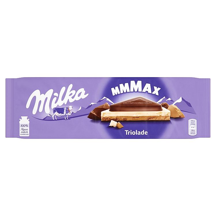 Milka Mmmax Triolade biela, horká a mliečna čokoláda 280 g