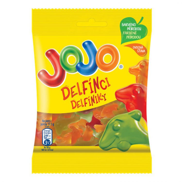 JOJO Delfíniky želé cukríky s ovocnými príchuťami 80 g