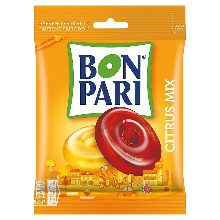 BON PARI Citrus Mix cukríky s citrusovými príchuťami 90 g