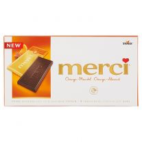 Merci Horká čokoláda s kúskami mandlí a koncentrovanou pomarančovou šťavou 100 g