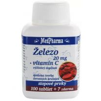 MEDPHARMA Železo 20 mg + vitamín C 100 + 7 tabliet ZADARMO