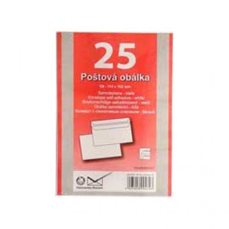 Obálka C6 samolepiaca 114 x 162 mm; 25 ks