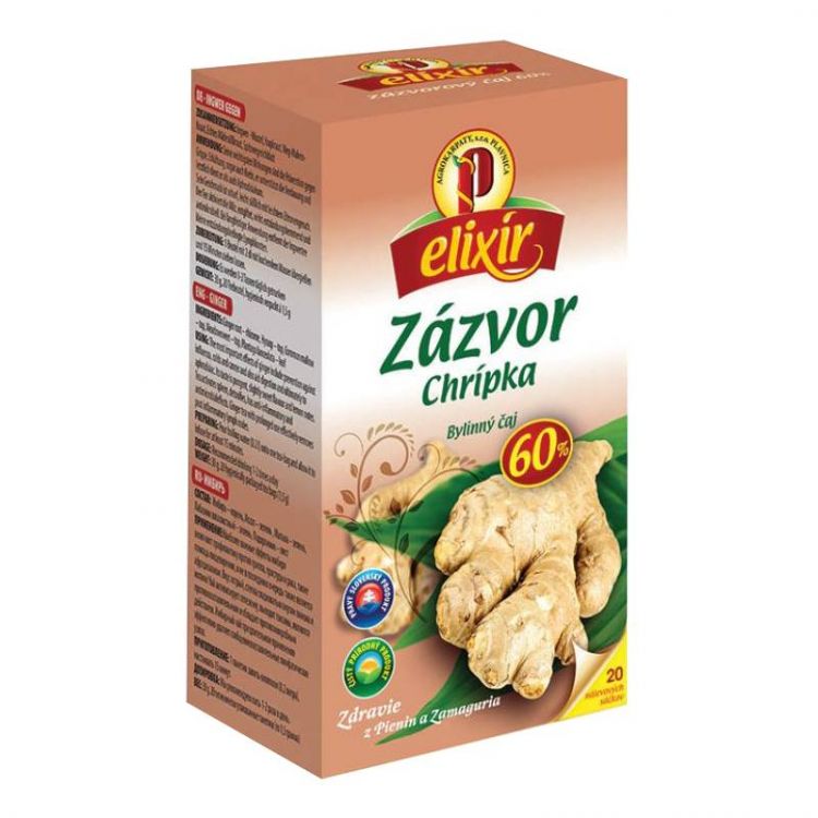 Agrokarpaty Elixír Zázvor 60% Chrípka bylinný čaj, HB 30 g