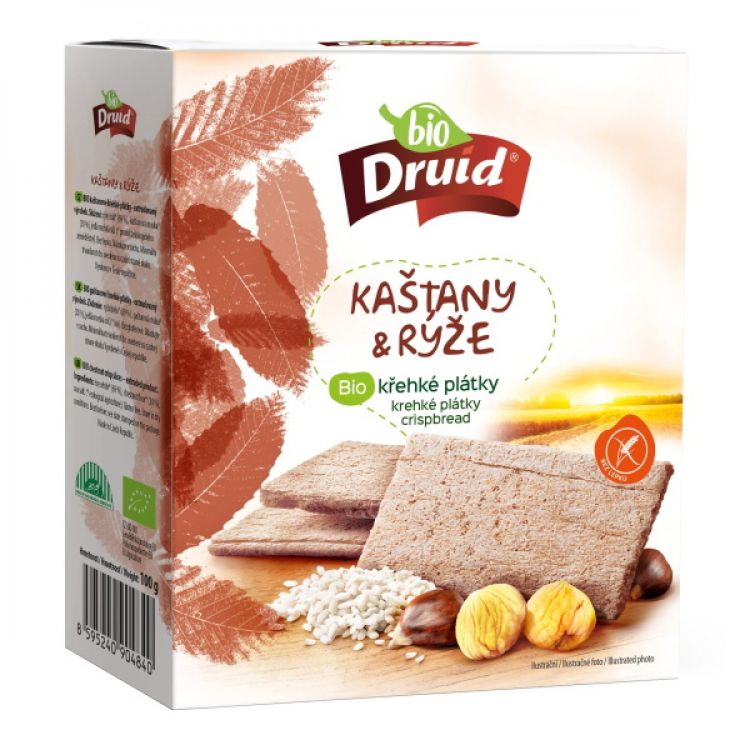 DRUID Gaštany & Ryža BIO krehké plátky bezlepkové 100 g