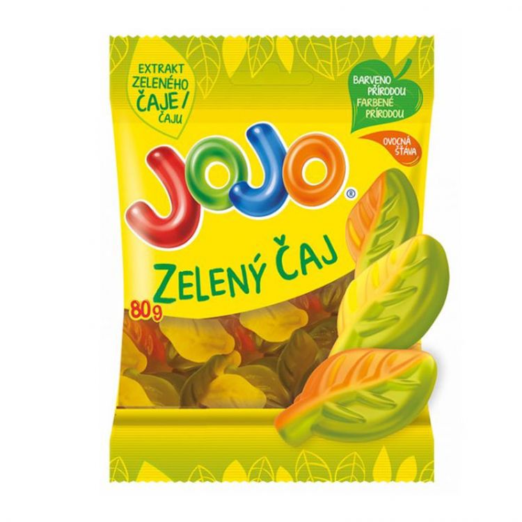 JOJO Zelený čaj, želé cukríky s príchuťou broskyne a citróna, 80 g