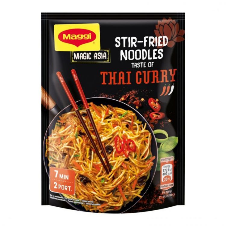 MAGGI Magic Asia Pikantné opekané rezance s chuťou Thai Curry vrecko 128 g