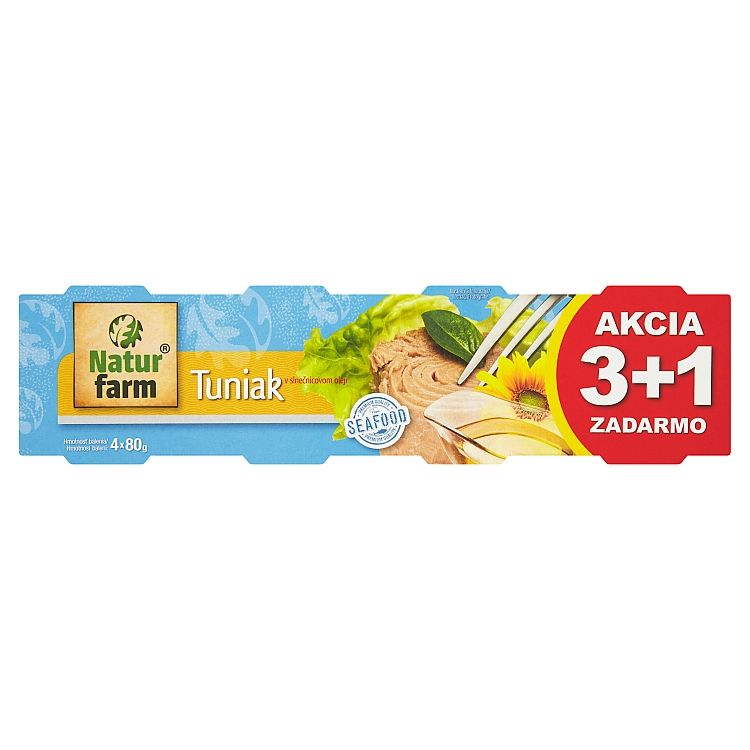 Natur Farm Tuniak v slnečnicovom oleji 4 x 80 g