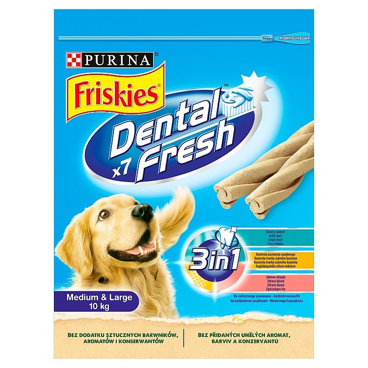 Friskies Dental Fresh maškrty pre psov 3v1 180 g
