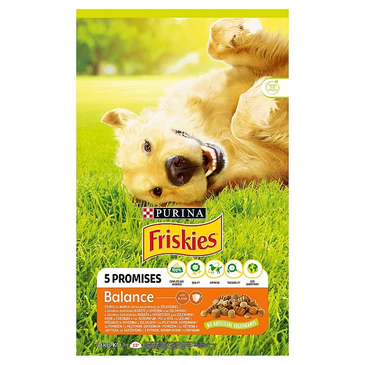 Friskies Balance granule pre psov kura, hovädzie, zelenina 10 kg