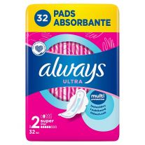 Always Ultra Hygienické Vložky Super (V2) S Krídelkami 32 Ks