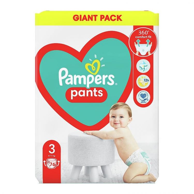 Pampers Plienkové Nohavičky Veľkosť 3, 76 Plienky, 6kg - 11kg