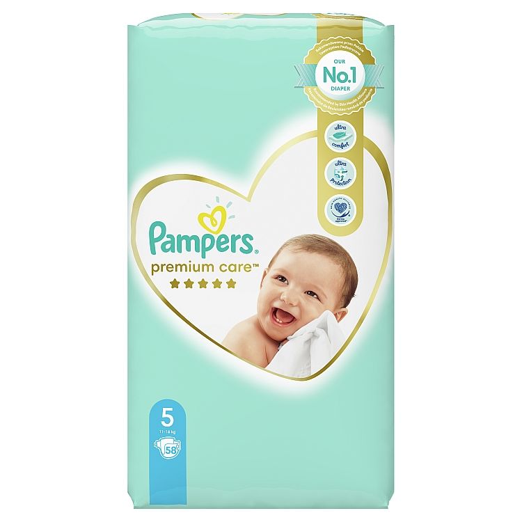 Pampers Premium Care Veľkosť 5, Plienky 58 ks, 11kg-16kg