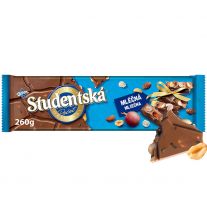 ORION ŠTUDENTSKÁ PEČAŤ mliečna čokoláda s arašidmi, hrozienkami a želé 260 g
