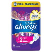 Always Platinum Super (Veľkosť 2) Menštruačné Vložky S Krídelkami 26 ks