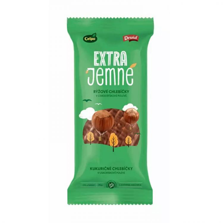 Celpo Extra jemné ryžové chlebíčky s lieskovo-orieškovou polevou 70g