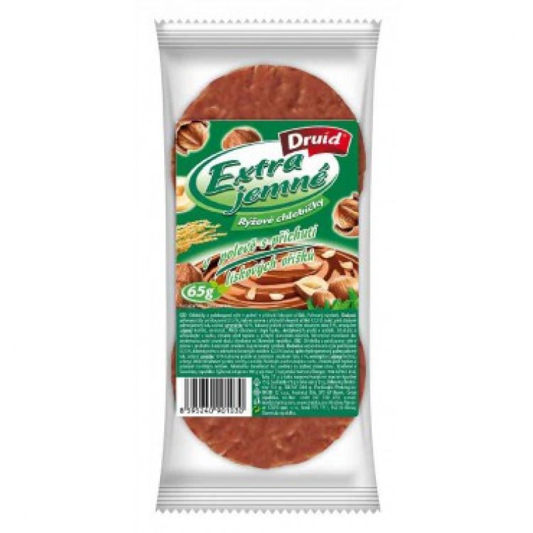 Druid Jemné kukuričné chlebíčky lieskovo-oriešková poleva 65 g