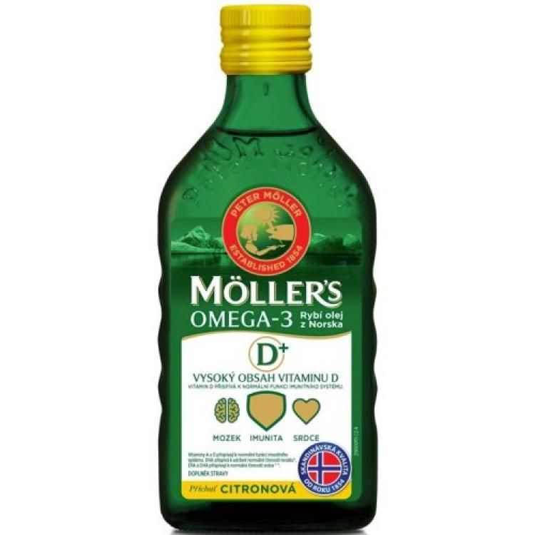 MOLLER´S Omega 3 rybí olej + vitamín D citrónová príchuť 250 ml