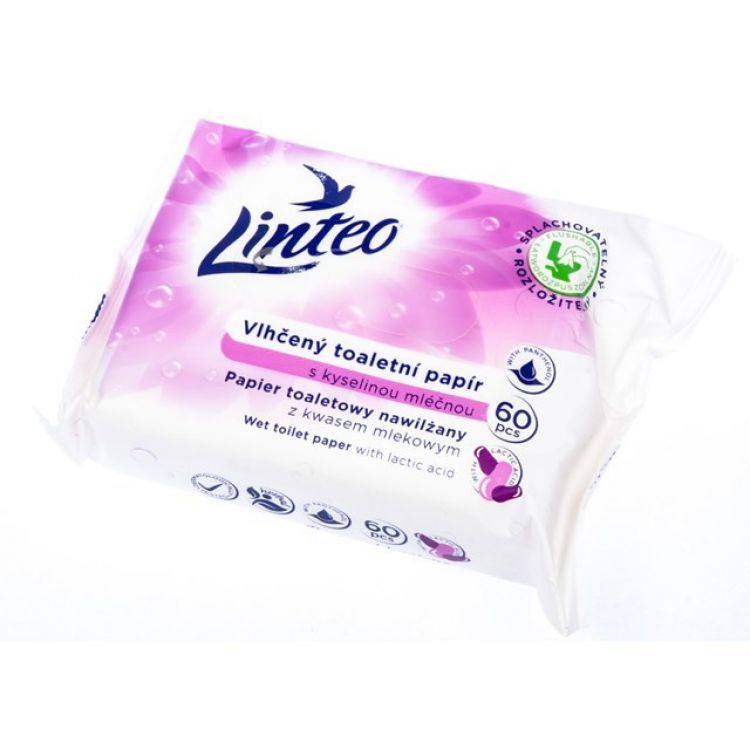 Linteo Vlhčený toaletný papier s kyselinou mliečnou 60 ks