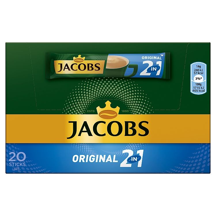 Jacobs Original 2v1 rozpustná zmes na prípravu kávového nápoja 20 x 14 g