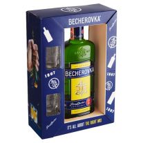 Becherovka Original bylinný likér 38% 700 ml + 2 poháriky