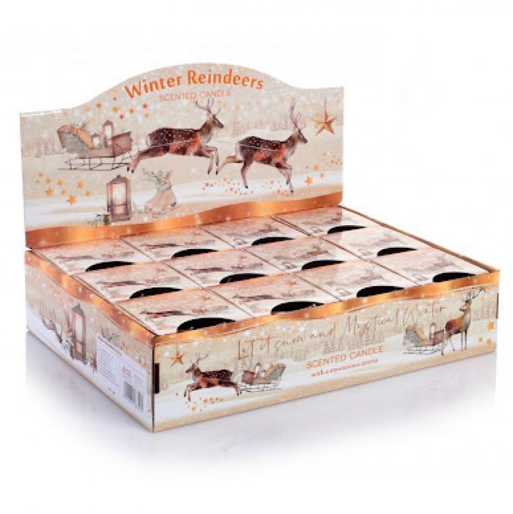 Sviečka v skle Winter Reindeers Let it Snow 1 ks
