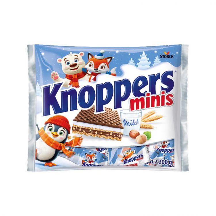 Knoppers Minis oplátky plnené mliečnym a nugátovým krémom 200 g