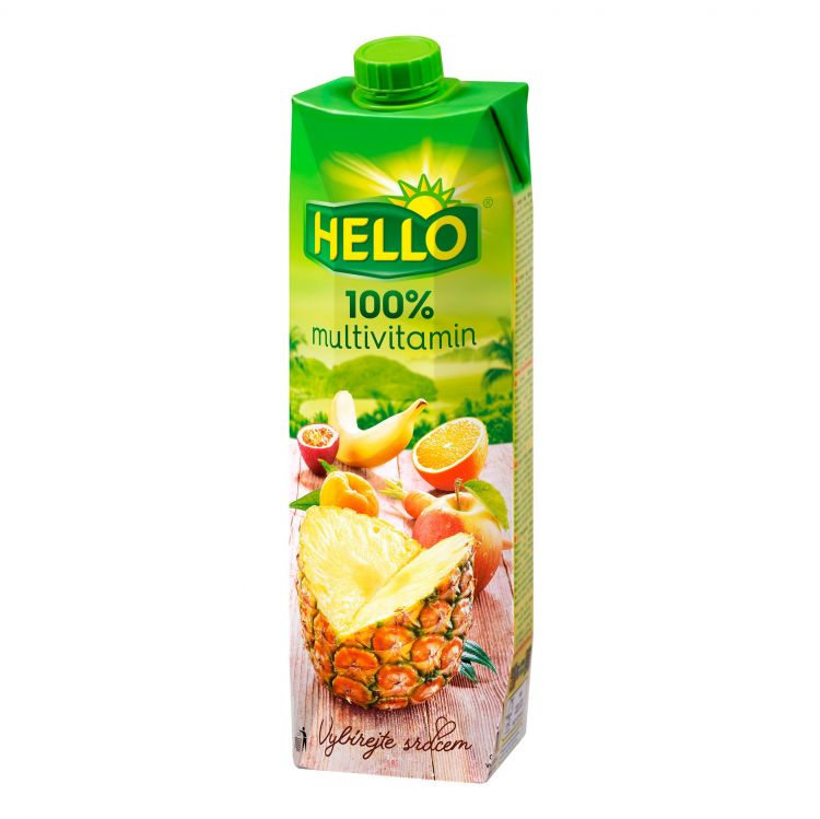 Hello 100% Multivitamínová ovocná šťava 1 l