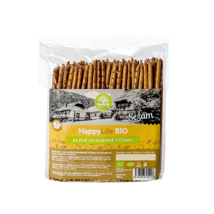 Happylife Bio Tyčinky ražné celoz,so sezamom 120g - eDELIA.sk