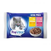 PreVital Kapsička pre mačky 4x100g (2xkuracie,2xteľa)