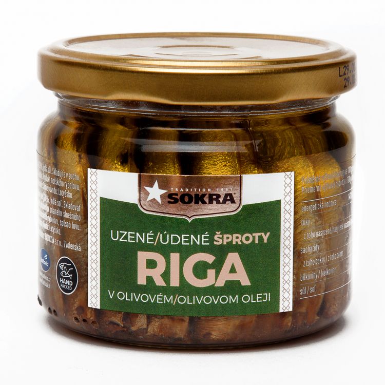 SOKRA Šproty v olivovom oleji údené - SKLO 250 g