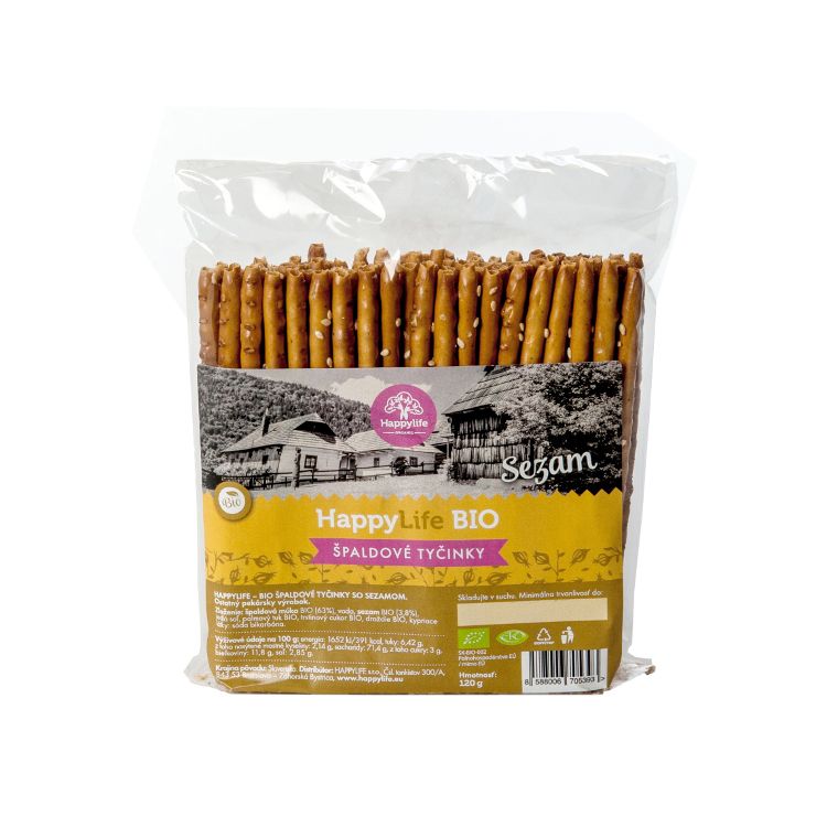 HAPPYLIFE Tyčinky špaldové - so sezamom BIO 120g