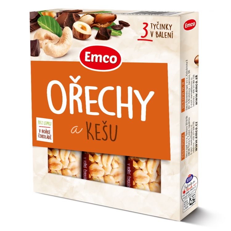 Emco  Tyčinka Orechy a kešu 3x 35g